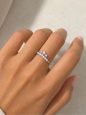 Delicate Silver Crystal Stacking Ring Size 7